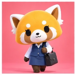 Aggretsuko Sanrio red panda office worker official illustration