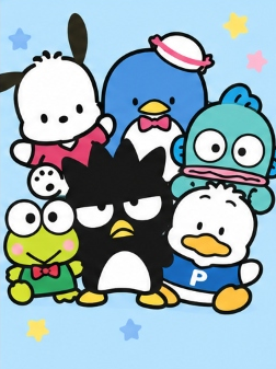 Bad Badtz-Maru front and center with the six members of the Hapidanbui unit