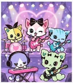 Beatcats performing live on a concert stage with spotlights and instruments