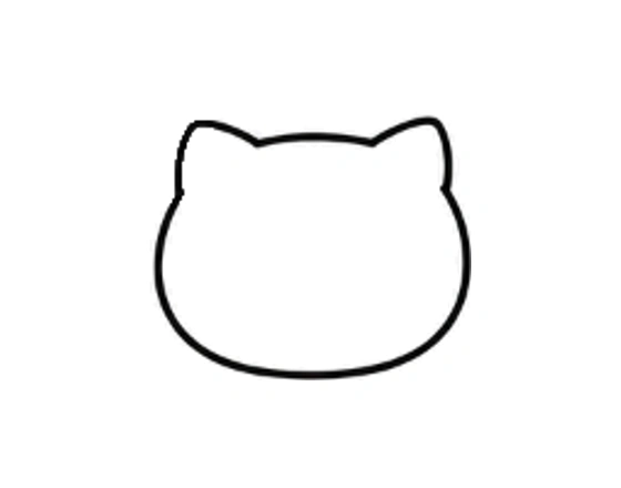 Hello Kitty head drawing with two rounded ears added