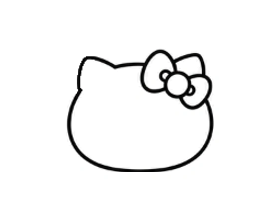 Hello Kitty head drawing with ears and bow added