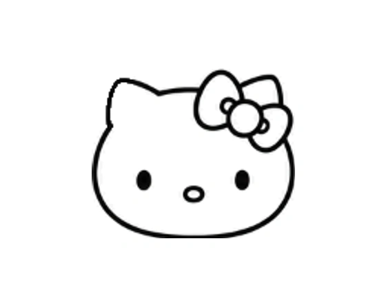 Hello Kitty face drawing with two eyes and center oval nose