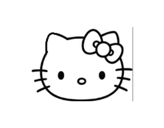 Hello Kitty face drawing with eyes, nose and six whiskers