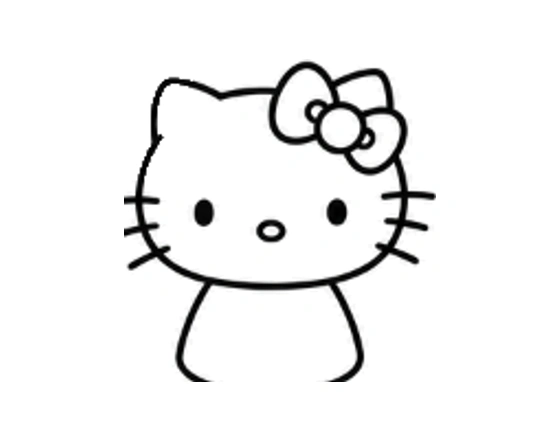 Hello Kitty drawing with bell-shaped body added below the head