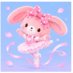 Bonbonribbon gracefully dancing ballet in a pink tutu and ballet slippers