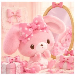 Bonbonribbon at her dressing vanity mirror with gift boxes and accessories