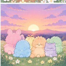 The Bosanimal companions sitting peacefully together watching a golden evening sunset