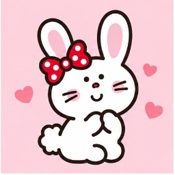 Bunny wearing her trademark polka-dot ribbon