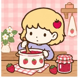 Homemade Strawberry Jam Crafting - Button Nose Sanrio character illustration