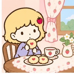 Afternoon Teatime & Cookies - Button Nose Sanrio character illustration
