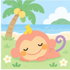 Chi Chai Monchan taking a peaceful nap on a tropical sandy beach under palm trees