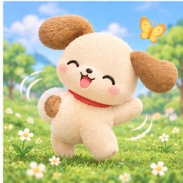 Chibimaru standing on hind legs and spinning his tail in joy