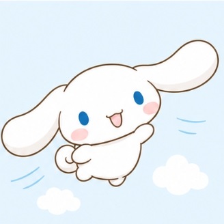 Cinnamoroll flying gracefully through the sky by flapping his long ears