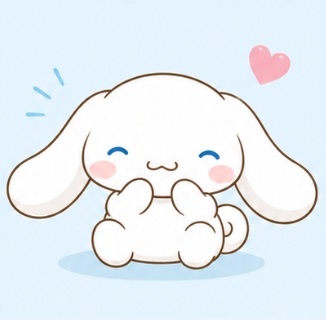 Cinnamoroll sitting happily with a sweet smile