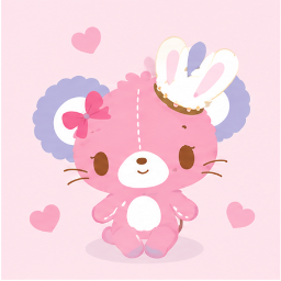 Vanilla official solo portrait sitting adorably with white chocolate rabbit-ear hat