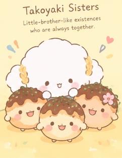 The Takoyaki Sisters triplet companions playing cheerfully