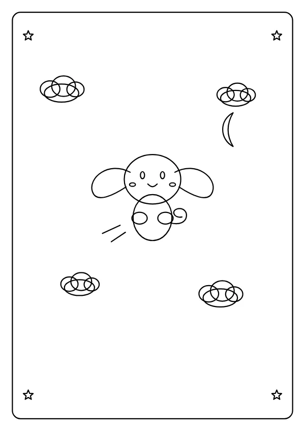 Cinnamoroll Coloring Pages Flying and Clouds Pack Preview