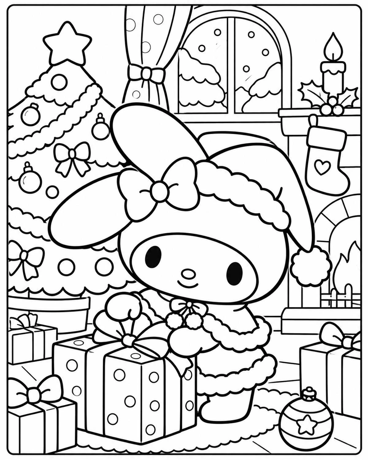 My Melody Coloring Pages Christmas and Winter Holiday Celebrations Pack Preview