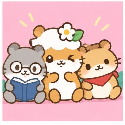 Kuririn with hamster friends Book and Joe