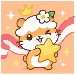 Kuririn holding gold star with victory crown and ribbon