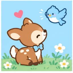 Deery-Lou with the blue bird of happiness