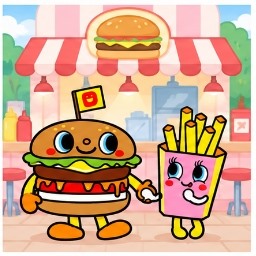 Dokidoki burger shop storefront
