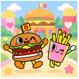Dokidoki Burger and Fries joyful leap