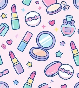 Fashionable lipstick and cosmetic motifs defining the Fresh Punch retro aesthetic
