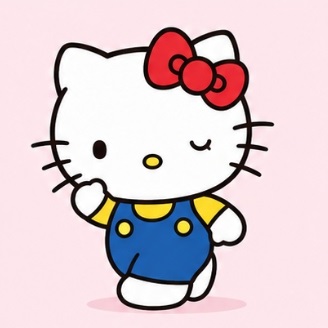 Hello Kitty winking in a playful pose
