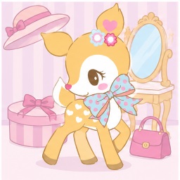 Hummingmint in a stylish dressing room with mirror, pink hatbox and handbag