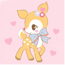 Hummingmint official Sanrio illustration featuring her signature heart-shaped nose and fawn spots