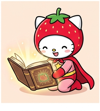 Ichigoman discovering the magical glowing old picture book