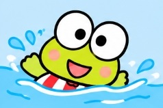 Keroppi freestyle swimming in the water