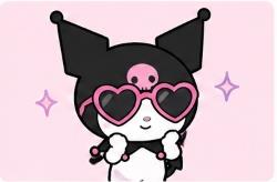 Kuromi wearing fashionable heart sunglasses