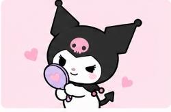 Kuromi holding a handheld mirror
