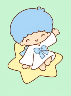 Kiki sitting on a large star