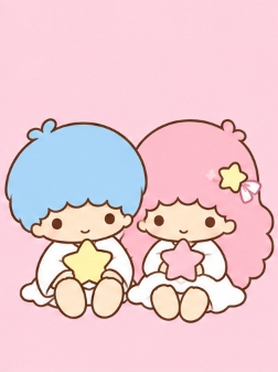 Kiki and Lala sitting together holding stars