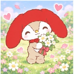 Littleforestfellow holding a bouquet of daisies