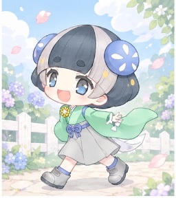 Maimaimaigoen character taking a garden stroll