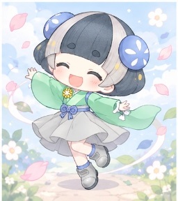 Maimaimaigoen character dancing in petal breeze