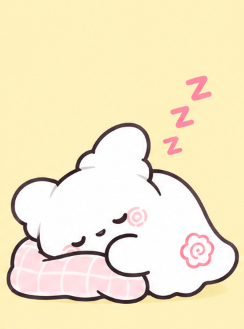 Marumaru sleeping peacefully on a pink pillow taking a nap
