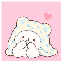 Moppu wrapped in his cozy blanket official artwork
