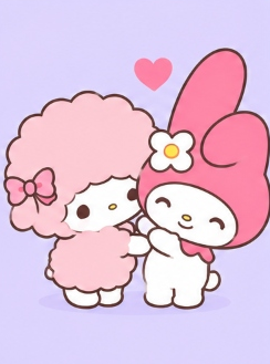 My Sweet Piano hugging My Melody with a little heart of friendship above