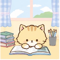 Nya Diligently Studying - NYA・NI・NYU・NYE・NYON Sanrio character illustration