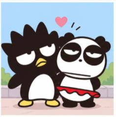 Pandaba standing side-by-side with Bad Badtz-Maru