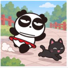 Pandaba walking in an outdoor park
