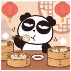 Pandaba speed-eating fresh steamed shumai dumplings