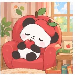 Pandapple relaxing in his red apple chair
