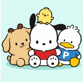Pochacco gathered together with companion animal friends