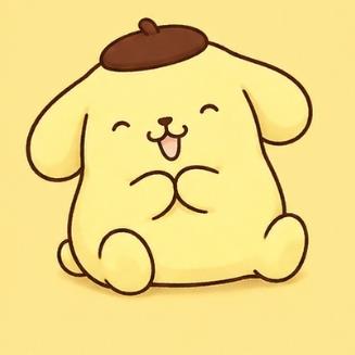 Pompompurin sitting happily and clapping his paws together in celebration